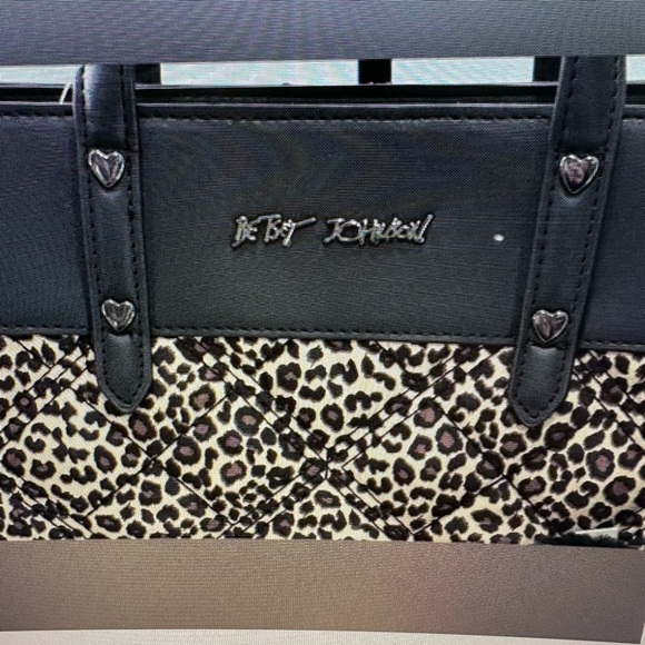 Betsey Johnson Large Leopard XOBECA Print Tote Bag w/bag charm and strap NWT - Picture 4 of 14